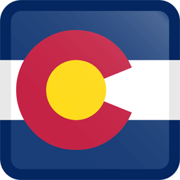 Botón cuadrado de la bandera de Colorado