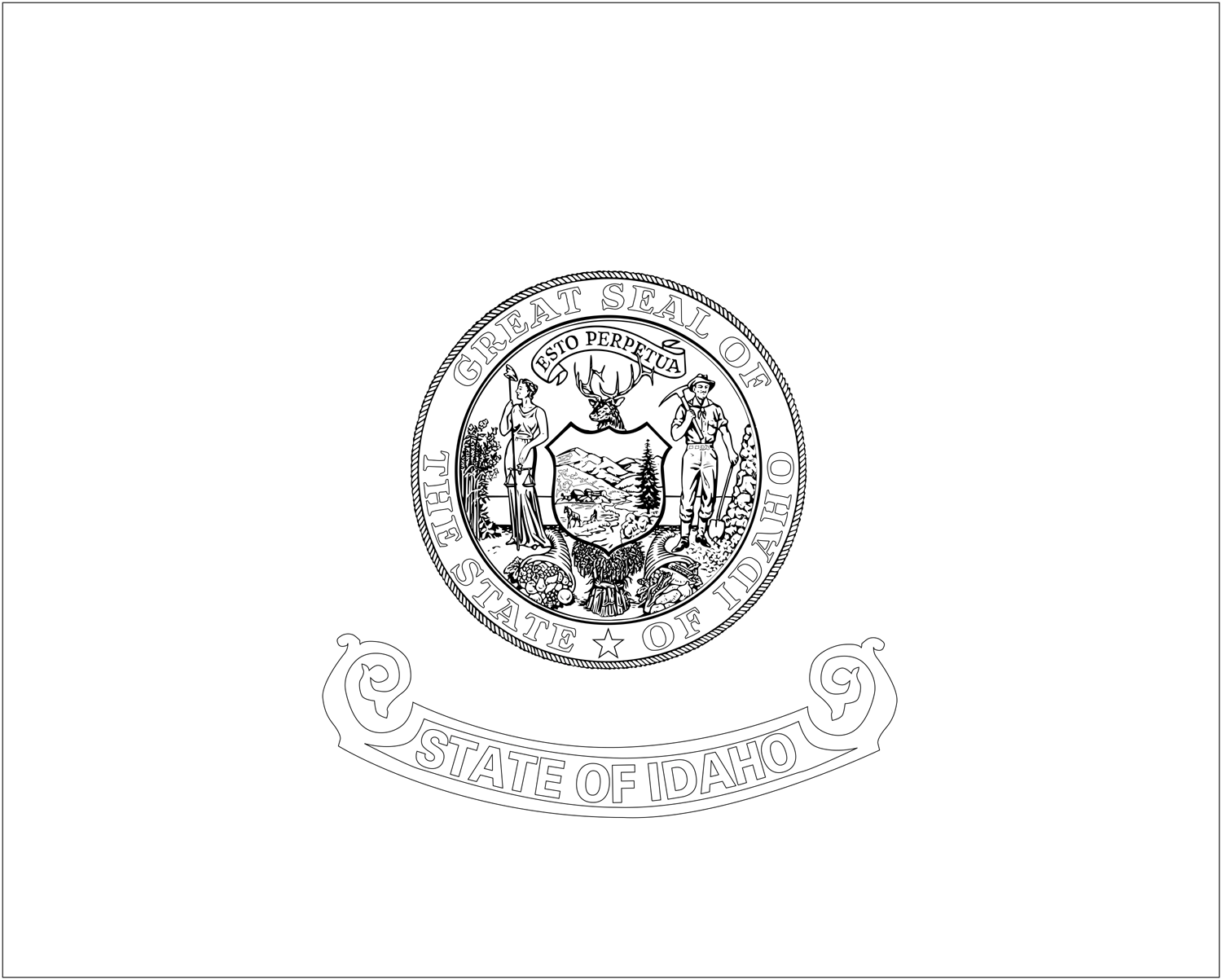 Para colorear de la bandera de Idaho