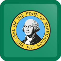 Botón cuadrado de la bandera de Washington