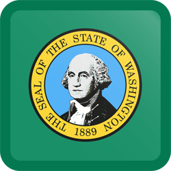 Botón cuadrado de la bandera de Washington