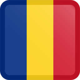Botón cuadrado de la bandera de Rumanía